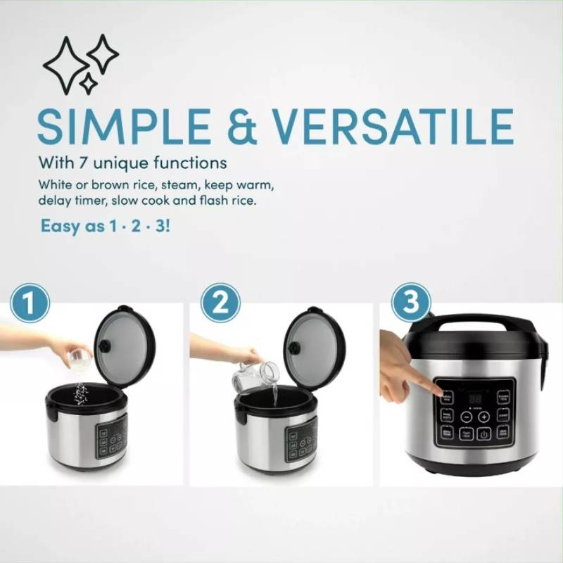 20-Cup Multifunctional Digital Rice Cooker – Stainless Steel with Sensor Logic Technology