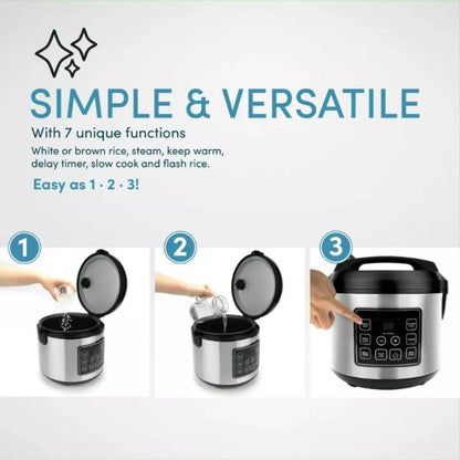 20-Cup Multifunctional Digital Rice Cooker – Stainless Steel with Sensor Logic Technology