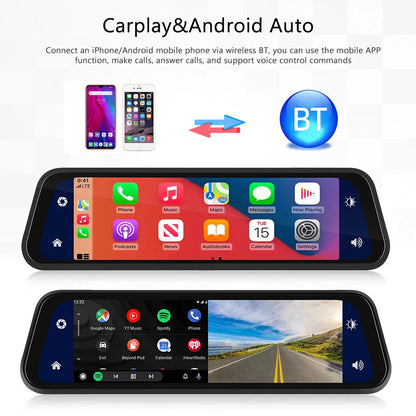 Rearview Mirror Dash Cam 4K Front & Rear | CarPlay & Smart Driving Assistant