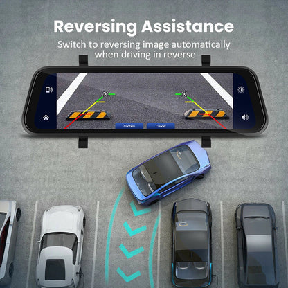 Rearview Mirror Dash Cam 4K Front & Rear | CarPlay & Smart Driving Assistant