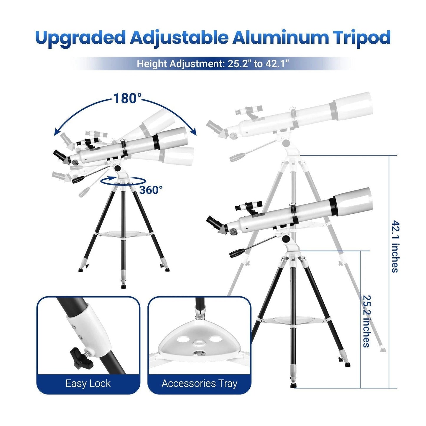 Professional 210X Telescope with Star Tracking App – Beginner-Friendly Astronomical Refractor