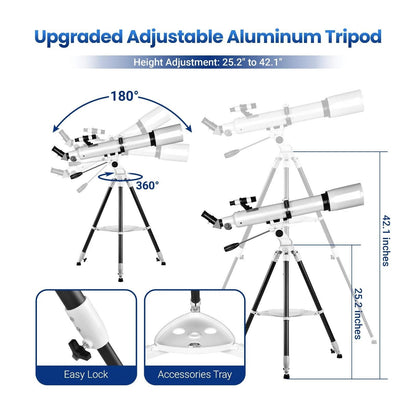 Professional 210X Telescope with Star Tracking App – Beginner-Friendly Astronomical Refractor