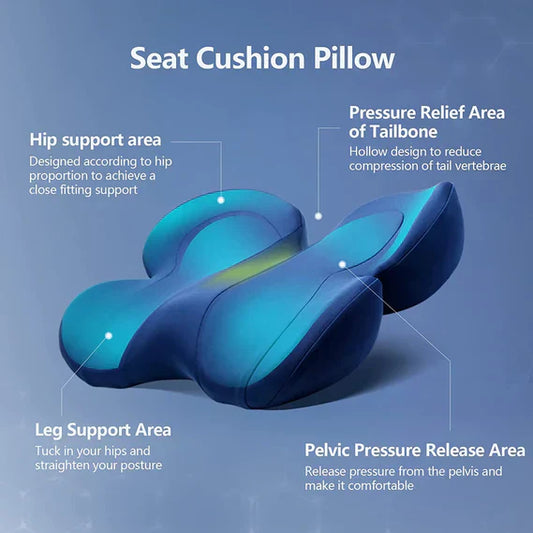 OrthoSeat Memory Foam Seat Cushion – Coccyx, Sciatica & Lower Back Pain Relief Pillow