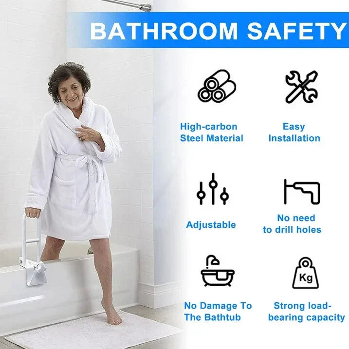 Bathtub Safety Grab Bar for Seniors & Mobility Support – No Drill, Secure Bathroom Handle