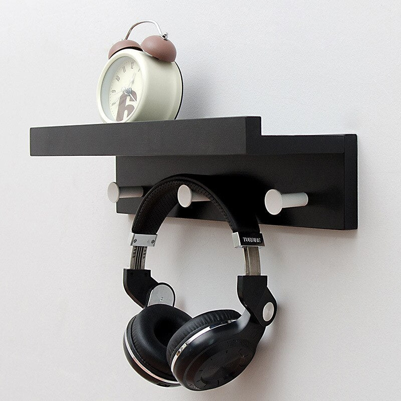 Smash Wall Shelf with Hooks – Multifunctional Wooden Storage Rack for Any Room