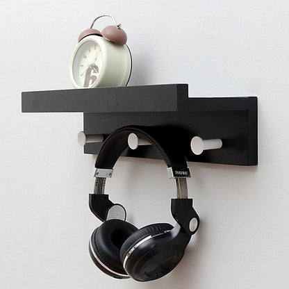 Smash Wall Shelf with Hooks – Multifunctional Wooden Storage Rack for Any Room