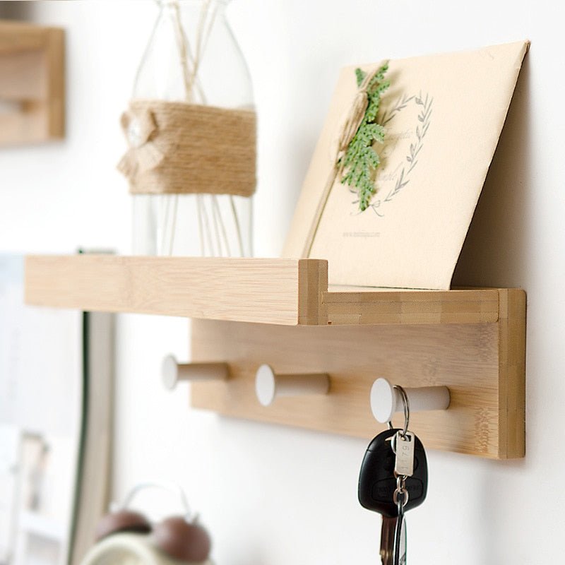 Smash Wall Shelf with Hooks – Multifunctional Wooden Storage Rack for Any Room