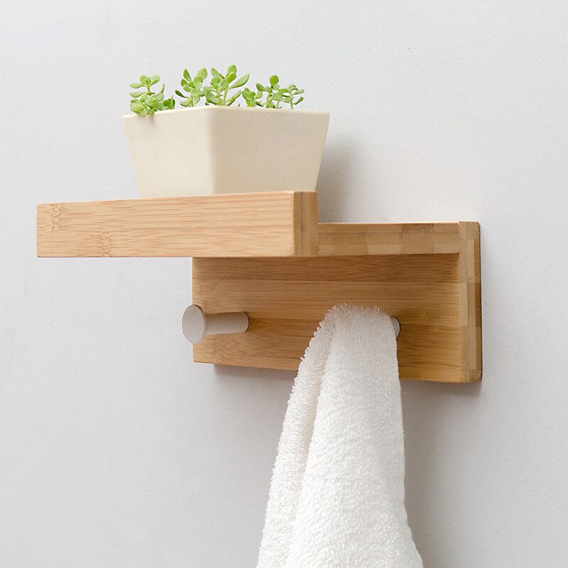 Smash Wall Shelf with Hooks – Multifunctional Wooden Storage Rack for Any Room