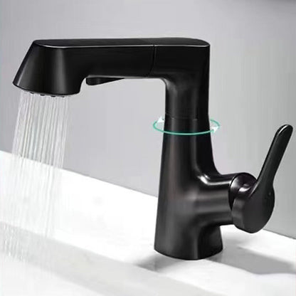 Modern Bathroom Basin Tap with Pull-Out Spray Head – 360° Swivel & Dual-Mode Water Flow