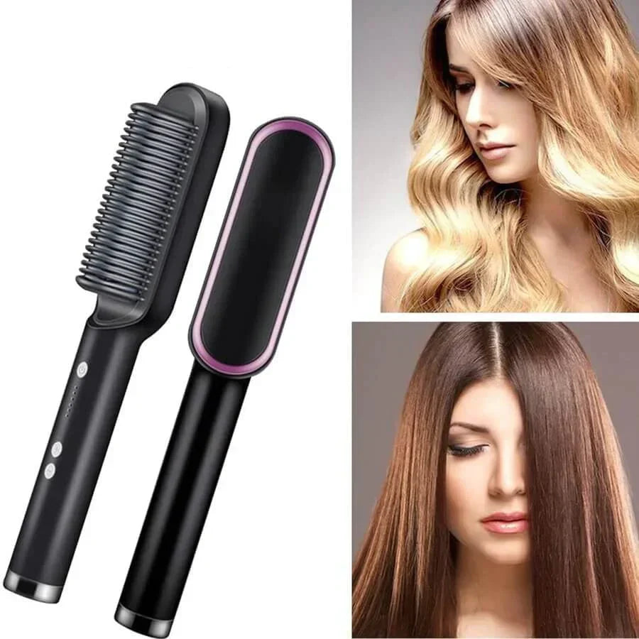 Ceramic Hair Straightening Brush – Fast, Safe & Frizz-Free Styling for All Hair Types