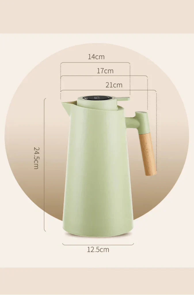ThermoWood – Smart Insulated Thermos Jug with Digital Temperature Display & Wooden Handle