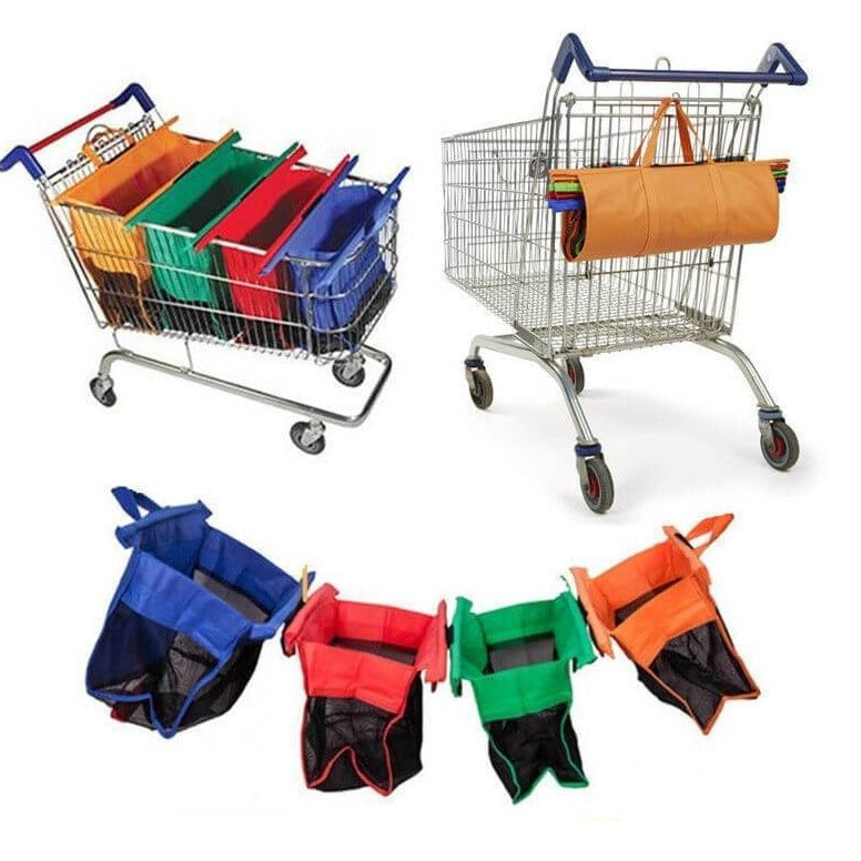 EcoSmart Shopping Cart Trolley Bags (Set of 4) | Reusable Grocery Organiser System