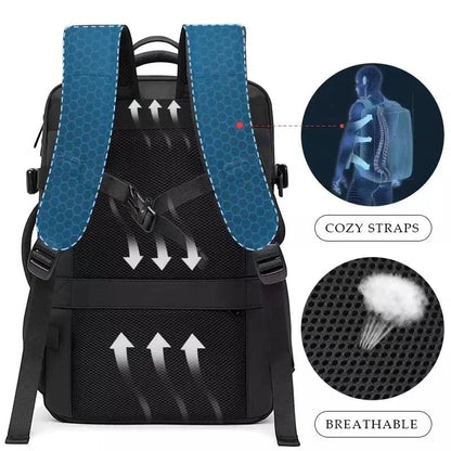 URBANFORM Business Backpack – Expandable, Waterproof, USB Charging Port & 17.3" Laptop Compartment