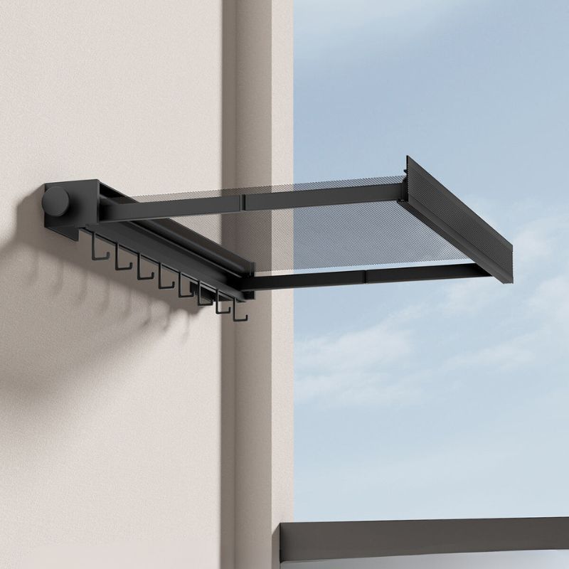 Wall-Mounted Clothes Drying Rack with Grid Shelf and Hook Rail – Space-Saving Laundry Solution