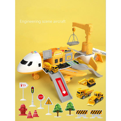 SkyExplorer Adventure Plane Playset – 20-Piece Toy Set with Construction Vehicles for Kids