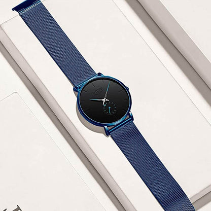 Waterproof Luxury Quartz Watch – Unisex Stainless Steel Mesh Band