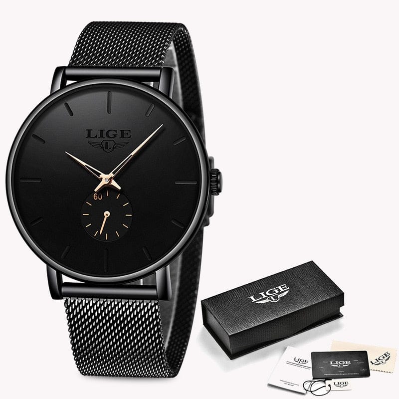 Waterproof Luxury Quartz Watch – Unisex Stainless Steel Mesh Band