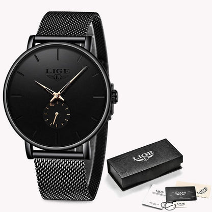 Waterproof Luxury Quartz Watch – Unisex Stainless Steel Mesh Band