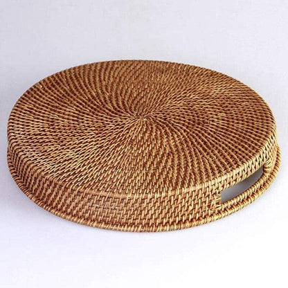 WeaveLux | Handwoven Rattan Serving Tray – Natural Wicker Tray for Home, Kitchen & Office