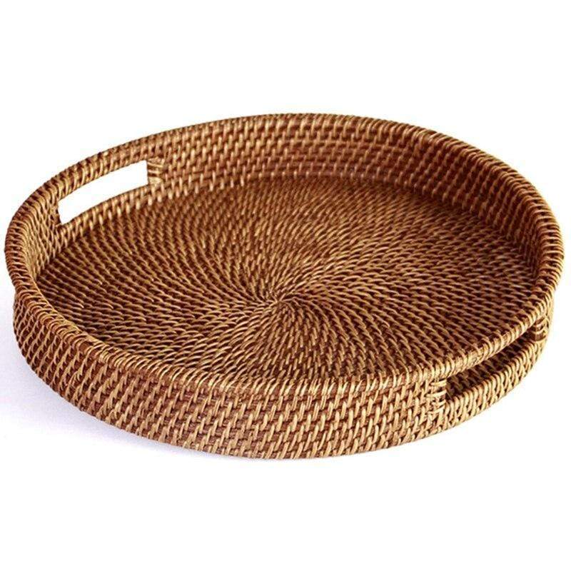 WeaveLux | Handwoven Rattan Serving Tray – Natural Wicker Tray for Home, Kitchen & Office