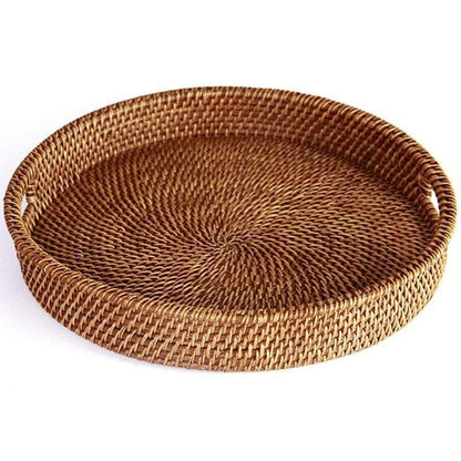 WeaveLux | Handwoven Rattan Serving Tray – Natural Wicker Tray for Home, Kitchen & Office
