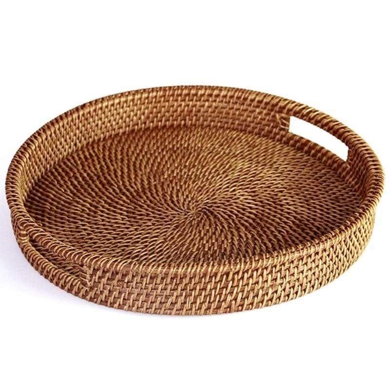 WeaveLux | Handwoven Rattan Serving Tray – Natural Wicker Tray for Home, Kitchen & Office