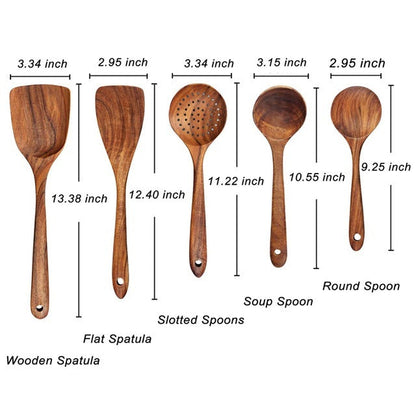 Elegant Eco-Friendly Teak Utensil Collection for Every Chef - Non-Scratch & Easy to Clean